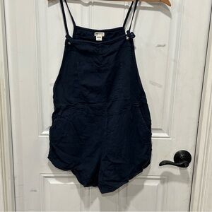 Billabong Wild Pursuit Overall Shorts Romper Womens Size Medium, Navy Blue